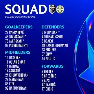 Noah squad has been published