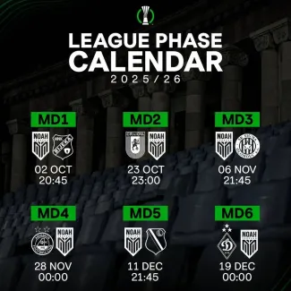 The schedule of Noah’s matches in UECL has been announced